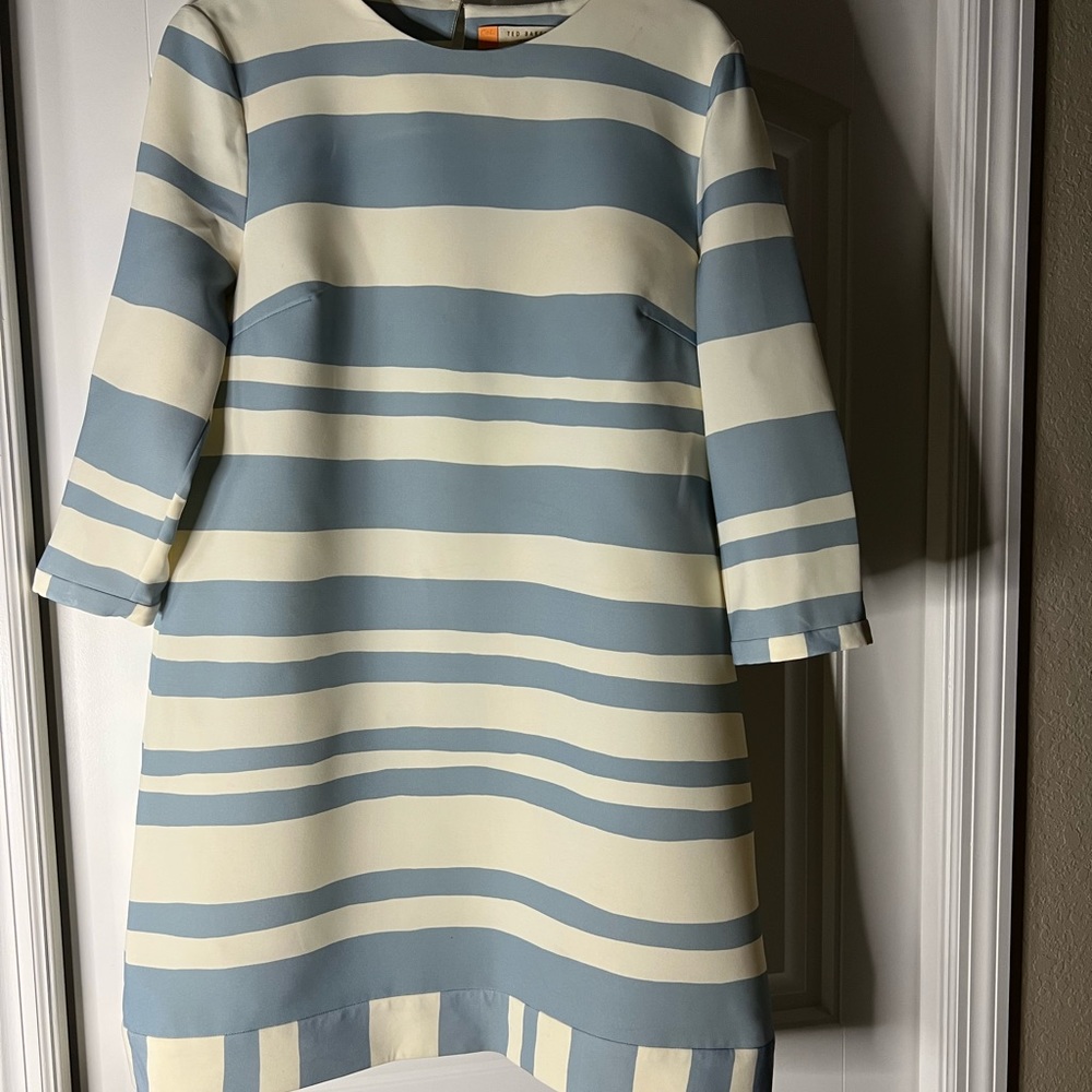 Blue and Cream Ted Baker dress gently used, warn twice womens size 10 US